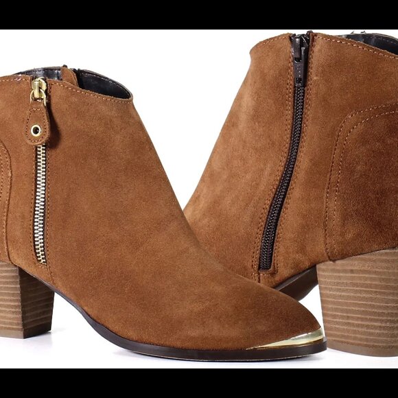 NEW  DIBA TRUE Suede Swing Low Western Booties cognac for women 462tn - Picture 8 of 12